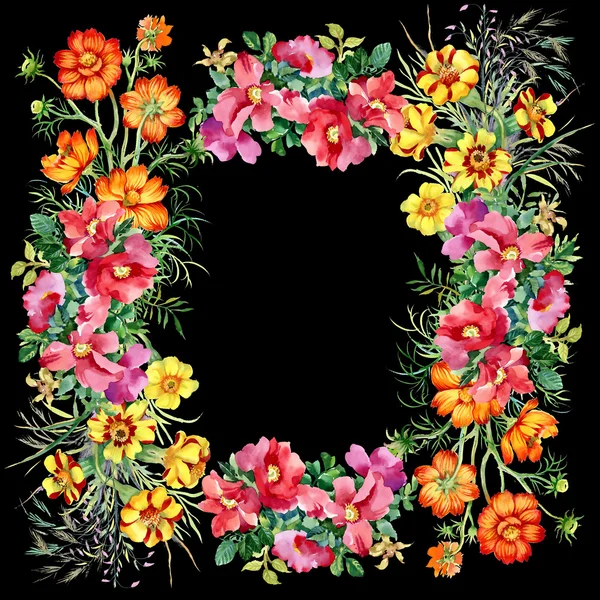 Colorato acquerello fiori selvatici — Foto Stock