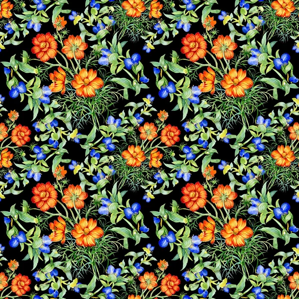 Wildflowers seamless mönster — Stockfoto