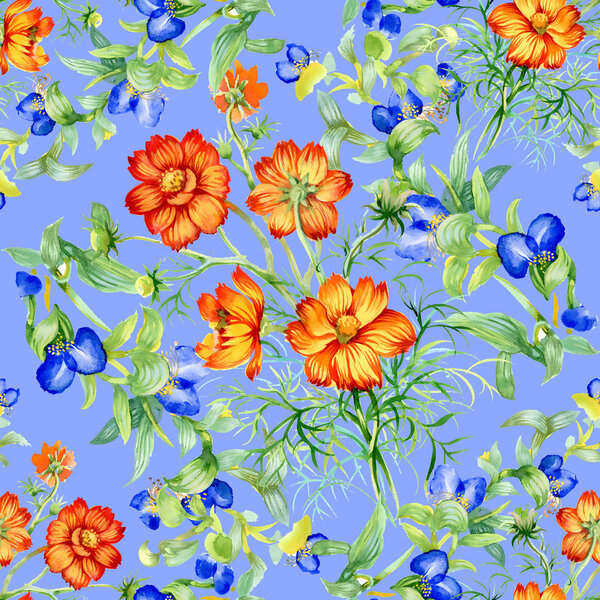 Wildflowers seamless pattern