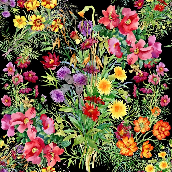 Бесшовный рисунок диких цветов — стоковое фото