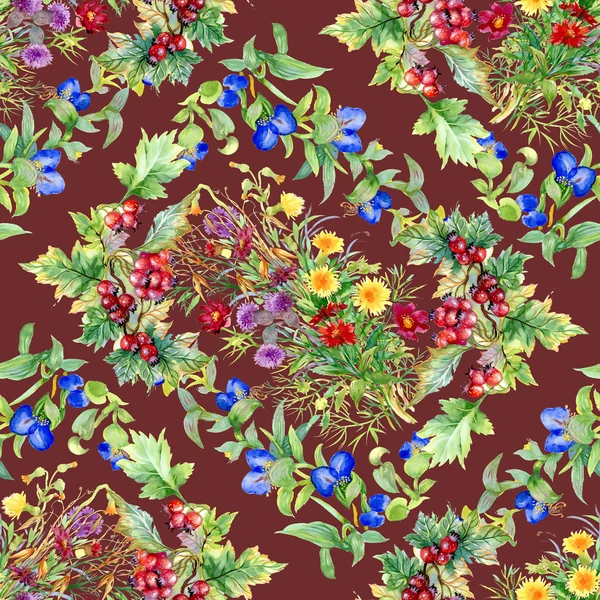 Hawthorn branch seamless pattern — Stock Photo, Image