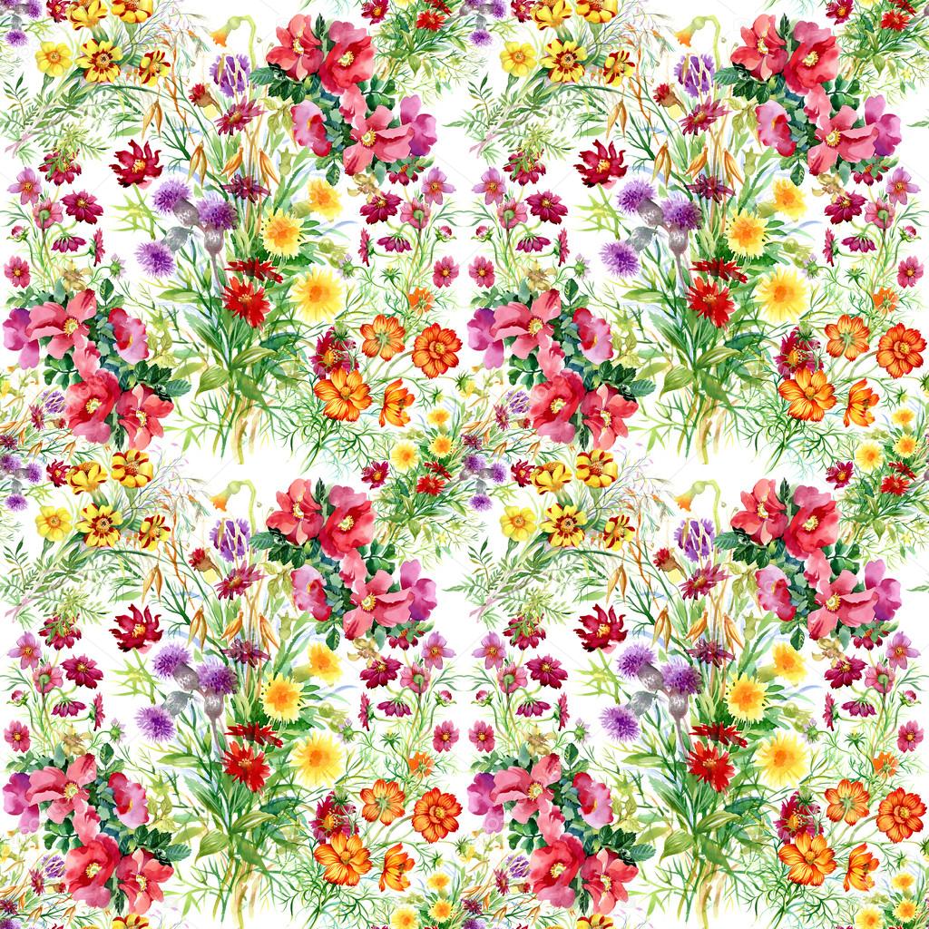 Wild flowers seamless pattern