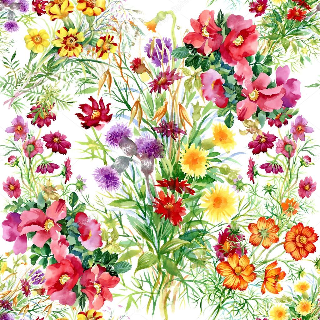 Wild flowers seamless pattern