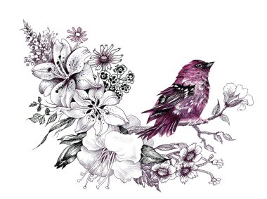 dal üzerinde yabani egzotik kuş