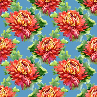 suluboya kırmızı çiçekler doku