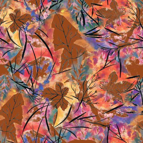Acquerello dipinto foglie autunnali — Foto Stock