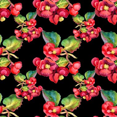 Suluboya kırmızı çiçekler seamless modeli