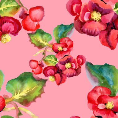 Suluboya kırmızı çiçekler seamless modeli