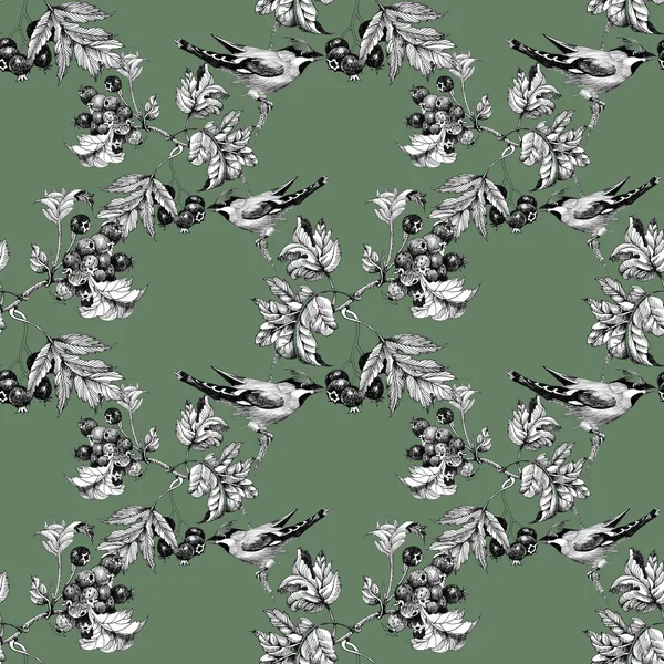 Birds on twig seamless pattern — Stock Photo, Image