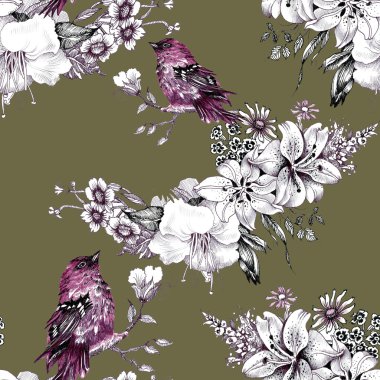 Kuşlarda dal seamless modeli