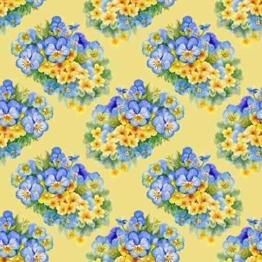 Hercai Menekşe ve unut-beni-çiçek deseni