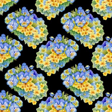 Hercai Menekşe ve unut-beni-çiçek deseni