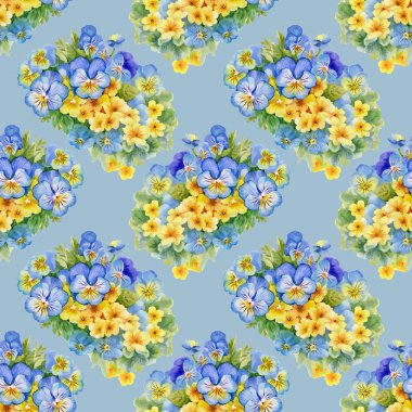 Hercai Menekşe ve unut-beni-çiçek deseni