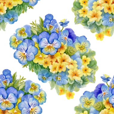 Hercai Menekşe ve unut-beni-çiçek deseni