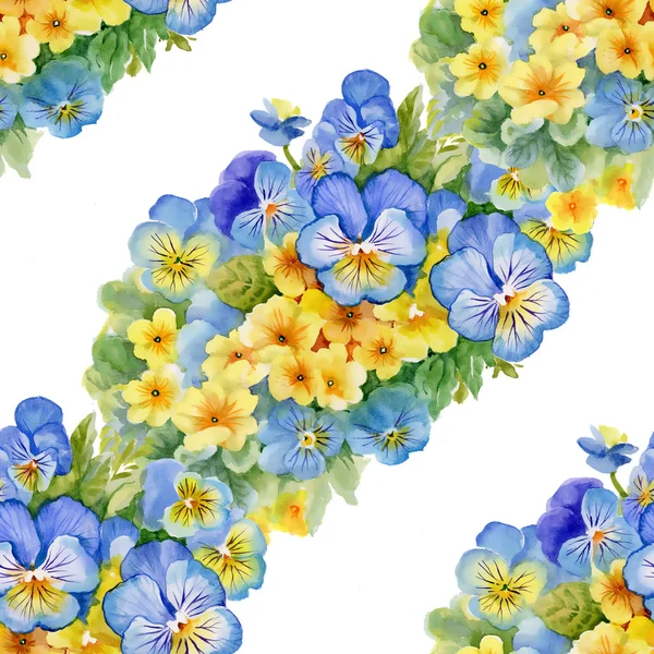 Wzór z pansy i forget-me kwiaty — Zdjęcie stockowe