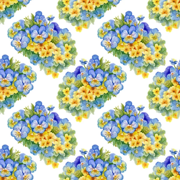 Patroon met viooltje en vergeet-mij-bloemen — Stockfoto