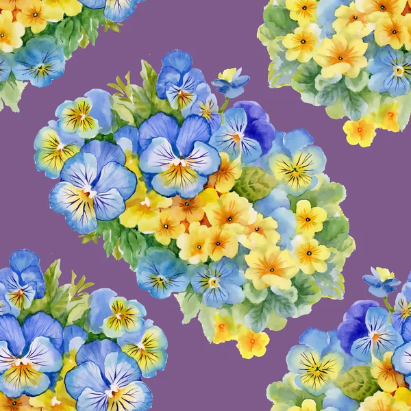 Wzór z pansy i forget-me kwiaty — Zdjęcie stockowe