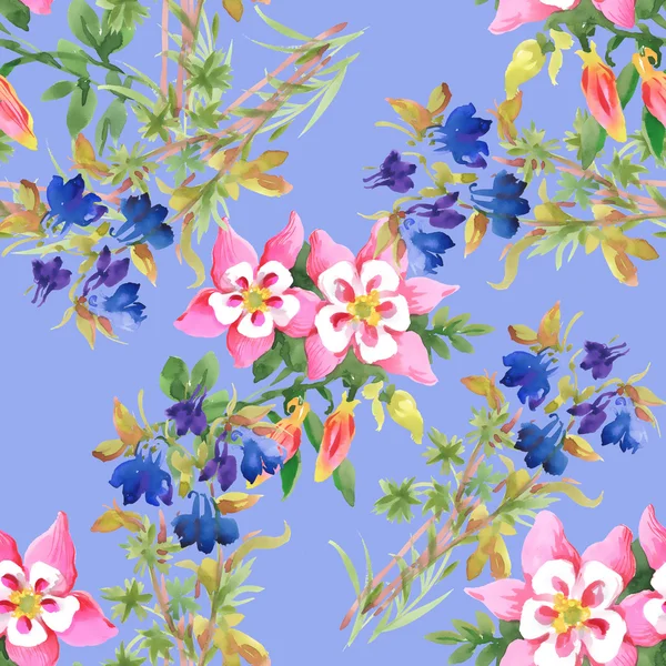 Akvarell blommig sömlös mönster — Stockfoto