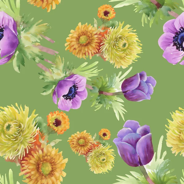 Watercolor floral seamless pattern — Stock Photo, Image