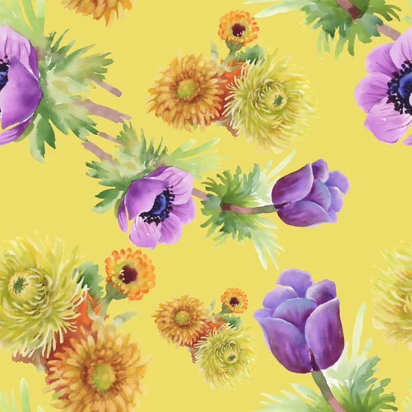 Blommig sömlös mönster med blommor — Stockfoto