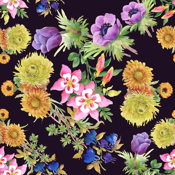 Akvarell blommig sömlös mönster — Stockfoto
