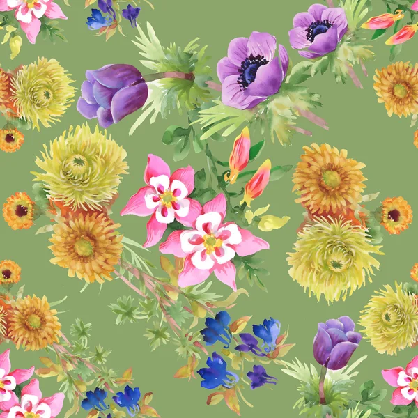 Watercolor floral seamless pattern — Stock Photo, Image