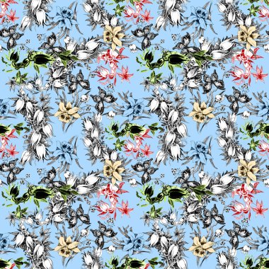 Kelebek ve çiçek deseni