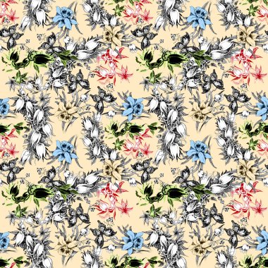 Kelebek ve çiçek deseni