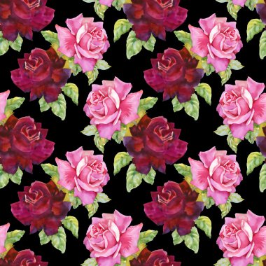 Suluboya gül seamless modeli.