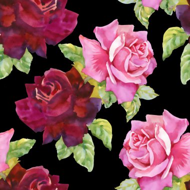 Suluboya gül seamless modeli.