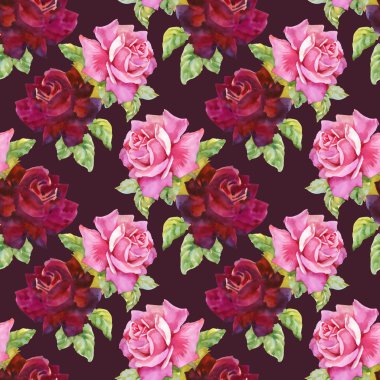 Suluboya gül seamless modeli.