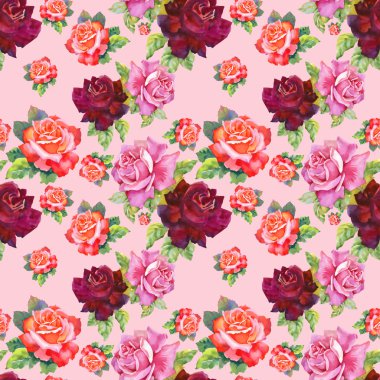 Suluboya gül seamless modeli.