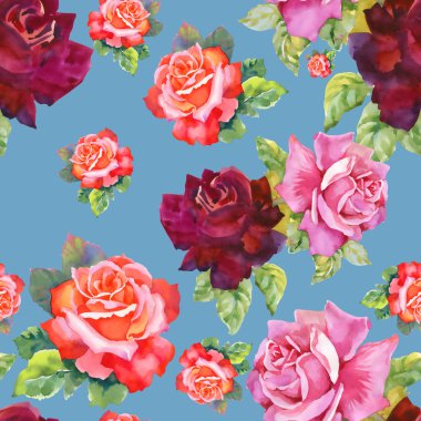 Suluboya gül seamless modeli.