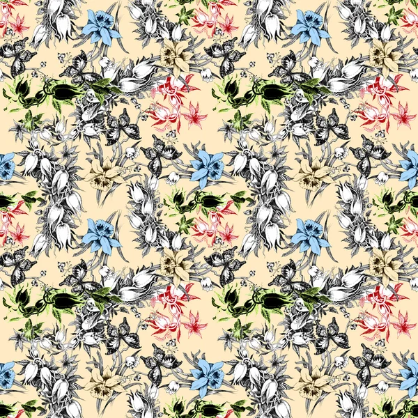 Kelebek ve çiçek deseni