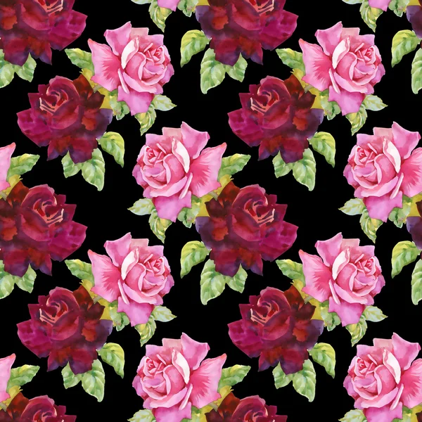 Watercolor roses seamless pattern. — Stock Photo, Image