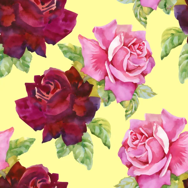 Watercolor roses seamless pattern. — Stock Photo, Image