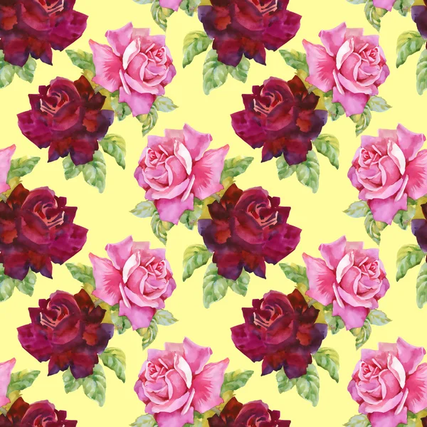 Бесшовный рисунок акварельных роз . — стоковое фото