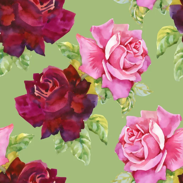 Watercolor roses seamless pattern. — Stock Photo, Image