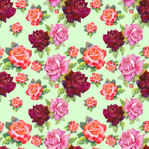 Watercolor roses seamless pattern. — Stock Photo, Image