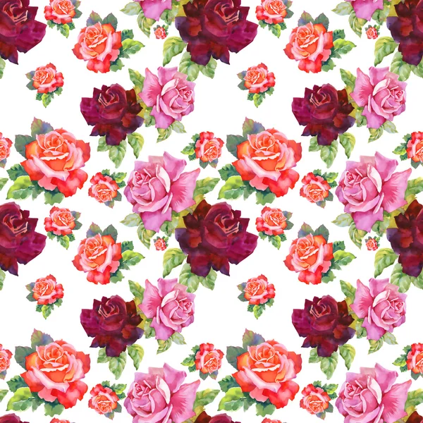 Watercolor roses seamless pattern.