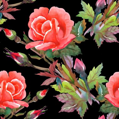 Sulu boya pembe Gül seamless modeli