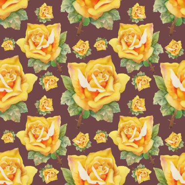 Suluboya Sarı Gül seamless modeli