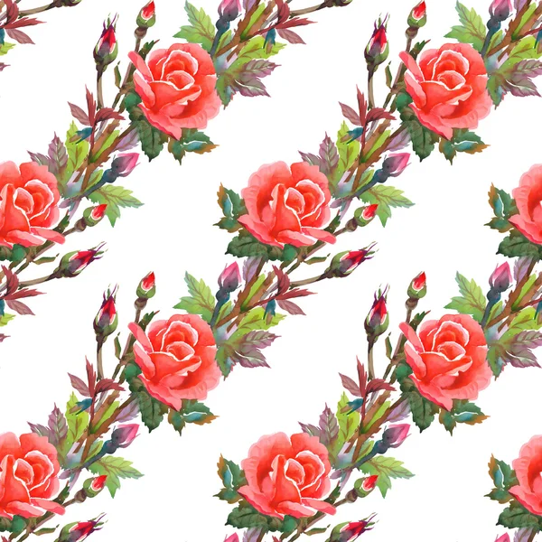 Watercolor pink roses seamless pattern — Stock Photo, Image