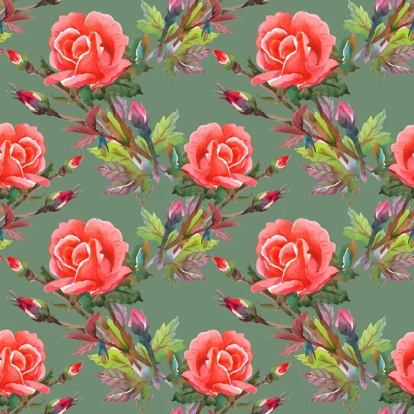 Akvarell rosa rosor seamless mönster — Stockfoto