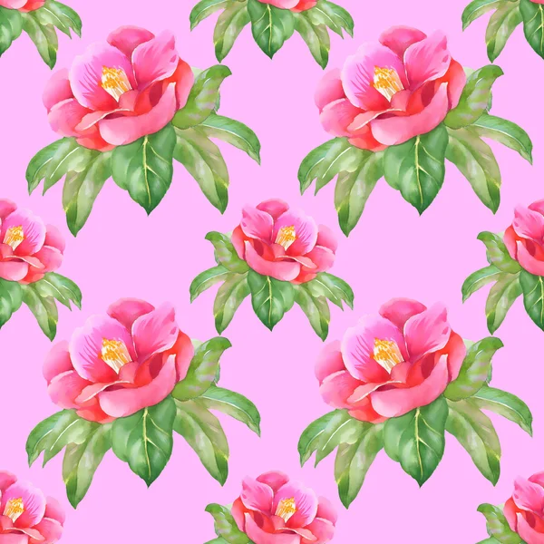 Акварель рожева квітка безшовний візерунок — стокове фото