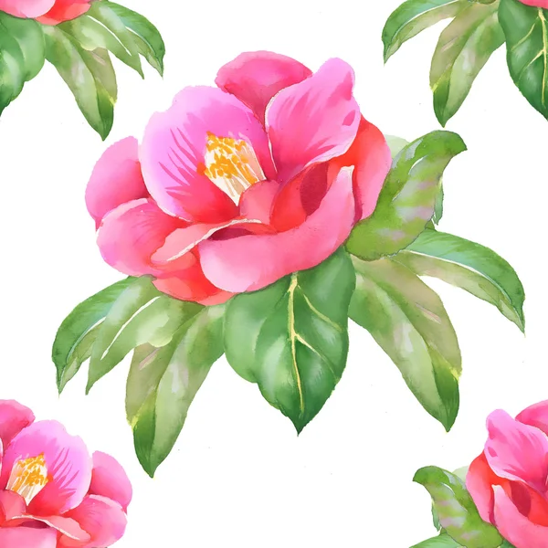 Watercolor pink flower seamless pattern — Stock Photo, Image