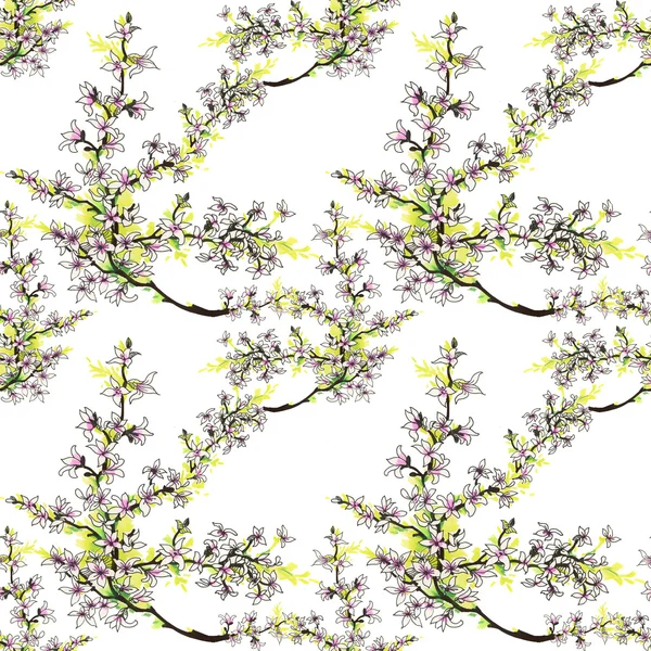 Aquarelle magnolia arbre motif sans couture — Photo