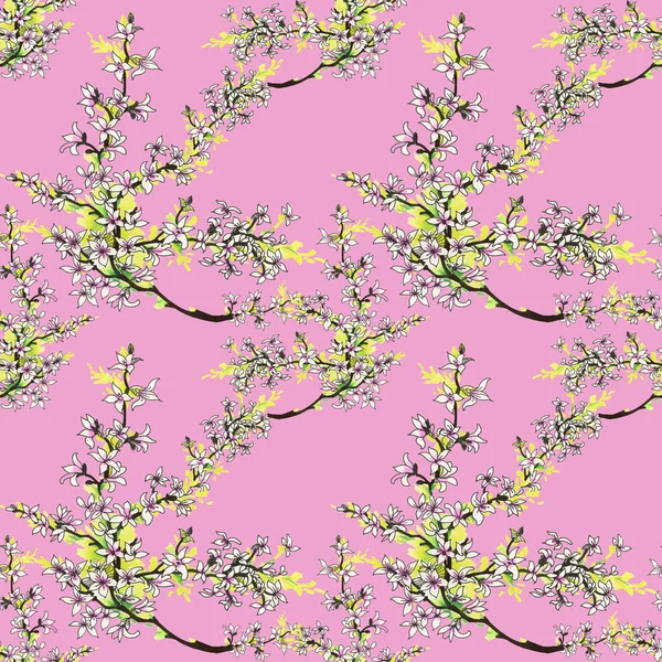 Akwarela magnolia drzewo wzór — Zdjęcie stockowe