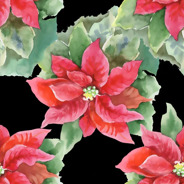 Red Poinsettia naadloze patroon — Stockfoto