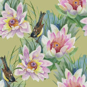 Картина, постер, плакат, фотообои "seamless pattern with birds and lilies", артикул 58027173